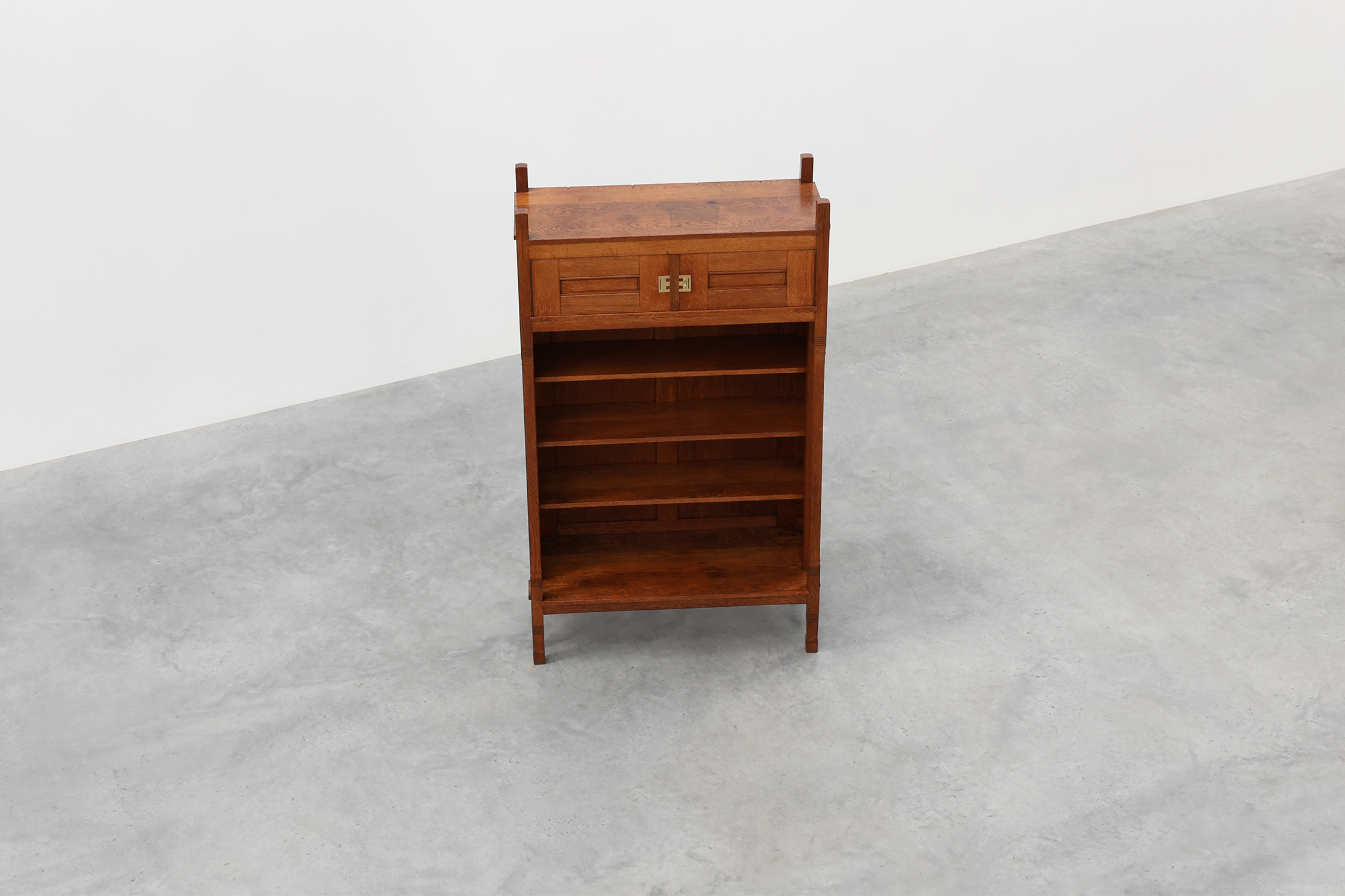 Jugendstil oak bookcase with adjustable shelves, Netherlands, ca. 1900thumbnail